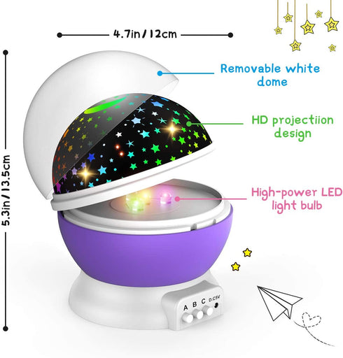 Toys for 2-12 Year Old Girls: DEVRNEZ Wonderful Star Light Projector Toys for 3-10 Year Old Boys Quiet Rotating Night Lights Gifts for Age 4-9 Girl Bedroom Birthday Day Decor Toy (Purple)