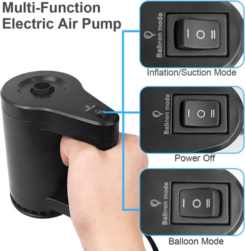 WEEFEESTAR Electric Air Pump, Air Pump for Inflatables Balloon Pump 2 in 1 Quick Inflator Deflator with 5 Nozzles for Pool Floats Air Mattress Air Bed Floaties Balloons Party Decoration (350W)