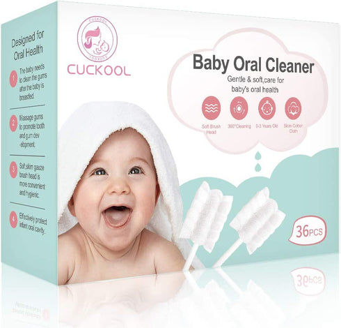 Baby Toothbrush, Infant Toothbrush Clean Baby Gums Disposable Tongue Cleaner Gauze Toothbrush Infant Oral Cleaning Stick Dental Care for 0-36 Month Baby