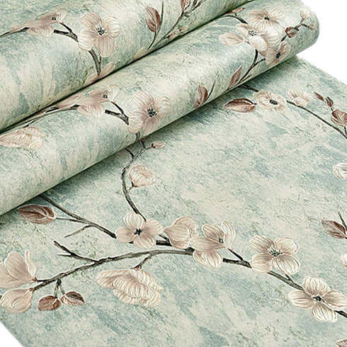 MULLSAN Vintage Rose Paper Peel and Stick Shelf Liner Drawer Locker Sticker Beige 20.8 Inch by 79Inch (Green)