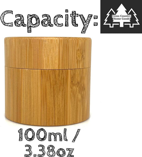 100ml Smell Proof Bamboo Stash Jar For Herbs And Spices | Quarter Oz Discreet Wood Scent Proof Container with Airtight Glass Jar
