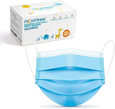 Moontree 50PCS Children Disposable 3Ply Face Masks Dustproof Wind Non-Woven Cartoon Face Shield