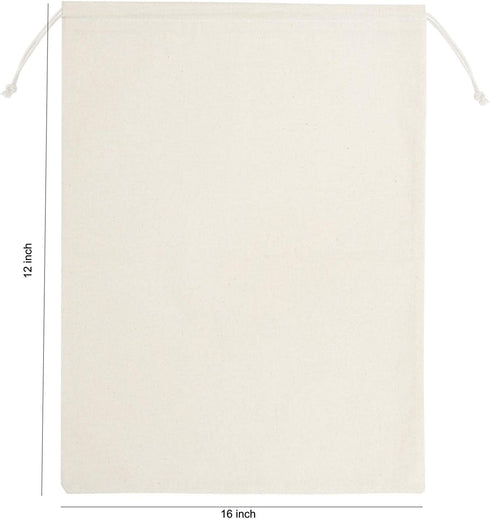 100 Percent Cotton Muslin Drawstring Bags 6/12/24 Pack For Storage Pantry Gifts Shoes