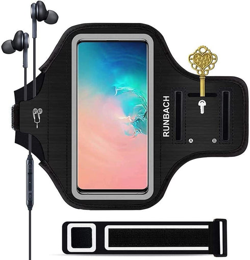 Galaxy S22/S21/S20/S10/S9/S8 Armband,RUNBACH Sweatproof Running Exercise Gym Bag with Card Slot for Samsung Galaxy S22/S21/S20/S10/S9/S8(Black)