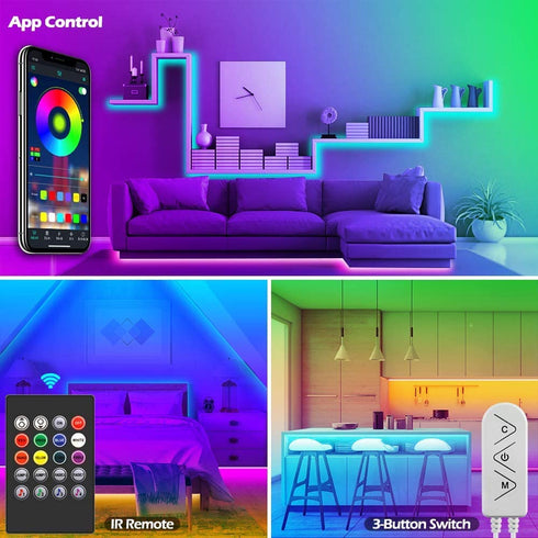 Led Strip Lights,20ft/6M Led Light Strips Music Sync Color Changing RGB Led Strip Built-in Mic,Bluetooth App Control LED Rope Lights with Remote,5050 RGB Led Lights for Bedroom,TV,Party