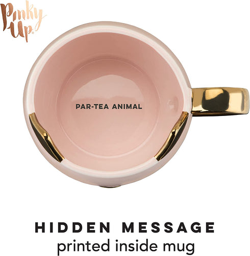 Pinky Up Chloe Leopard Mug, 12 Oz Coffee Cup, Tea Accessory, Pink Ceramic with Metallic Finish