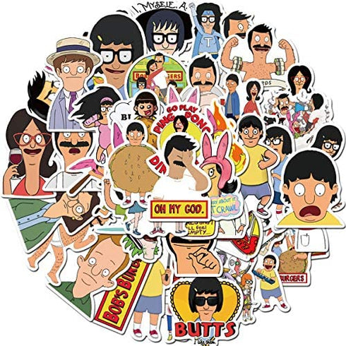 Cute Cartoon Bob's Burgers Stickers (50 PCS) Funny Stickers for Teens, Girls, Adults,Kids - Stickers for Waterbottles,Laptop,Phone,Hydro Flask - Waterproof Vinyl Sticker (Bob's Burgers)