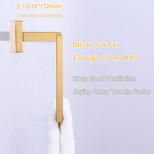 Aomasi Hand Towel Ring, SUS304 Stainless Steel Suqare Bath Towel Holder Light Luxury Style, Brushed Gold€¦