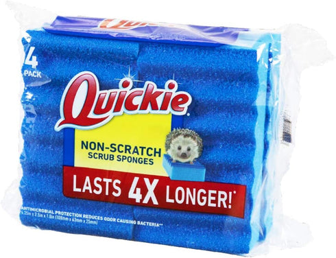 Quickie Long Lasting Non-Scratch Scrubber Sponge (4 Pack) (2051878), 4-Pack, Multi-Surface Kitchen Sponge