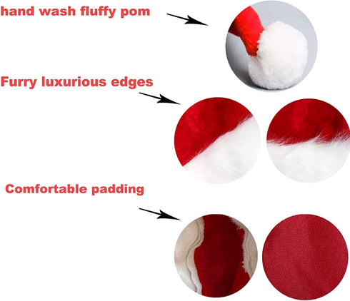 2 pcs Santa Hats Red Fluffy Christmas Santa Hat for Adults Men Women with Plush Brim and Comfort Liner for Plush Christmas Santa Hat Xmas Hat Holiday for Adults Unisex Santa Hat For Party Supplies