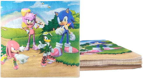 Hedgehog Party for Sonic, 20 Plates + 20 Napkins + Tablecloth, Hedgehog Party Supplies