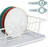 Dish Drying Rack, Veckle Sink Side Dish Rack with Drainboard Cutlery Utensil Holder Dish Drainer Wire Rack for Kitchen Countertop, White
