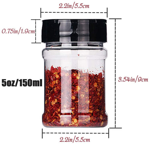 20 Pack 5oz Clear Plastic Spice jars Storage Bottle Container,Seasoning bottles with Black Cap,Chalkboard labels,Chalk Marker for Storing Spice,Herbs,Powders,Salt and Pepper