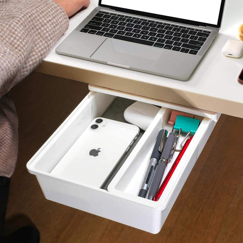 Under Desk Drawer Self Adhesive Hidden Under Desk Storage Drawers Desk Organizer Hanging Under Table Pencil Slide Out Holder Tray under Standing Desk Shelf