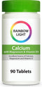 Rainbow Light - Food-Based Calcium - Calcium, Magnesium, and Vitamin D Multivitamin Supplement; Supports Bone Density, Muscle Relaxation, and Calcium Absorption; 500 IU Vitamin D3 - 90 Tablets