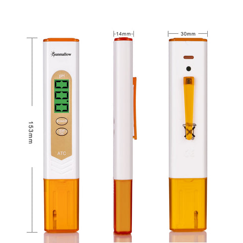 pH Meter & Temperature Meter. Range: pH 0.00 to 14.00. Precision ± 0.01pH. Large Easy to Read LCD Screen. 6 Free Calibration Powders and a Chamois Cloth.