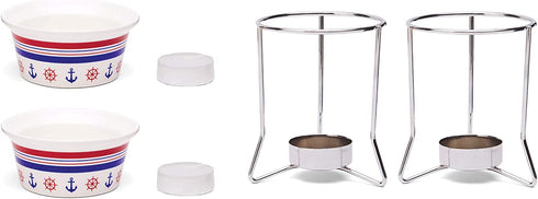 Nantucket Seafood Nautical Seafood Butter Warmer Cups, Set of 2, White