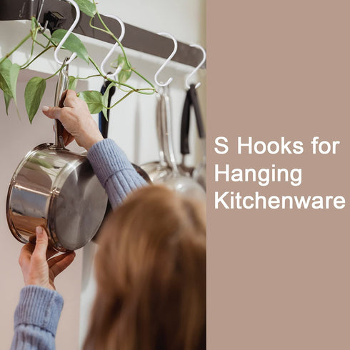 HiGift 16 Pack Bag Hooks for Closet Rod, Vinyl Coated 6 Inch Large S Hooks for Hanging Clothes, Non Slip Purse Hanger Hooks Heavy Duty for Hanging Purse, Handbag, Jeans, Belts, Towels, Plants - White