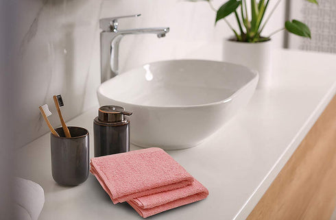 Softolle 100% Cotton Ring Spun Wash Cloths Bulk Pack of 24 Pieces Washcloths 12x12 Inches Wash Cloth for Face, Highly Absorbent, Soft and Face Towels (Pink)