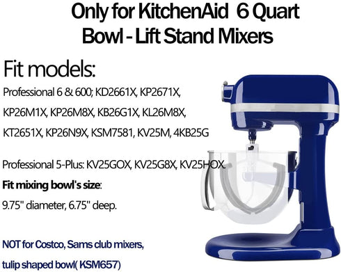 6QT Flex Edge Beater for KitchenAid Bowl-Lift Stand Mixer,6 Quart Flat Beater Paddle with Flexible Silicone Edge Bowl Scraper