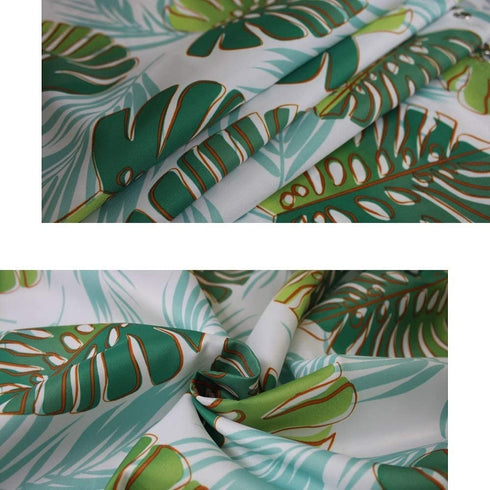 Ufaitheart 42 x 65 Inch Short Shower Curtain Fabric Bathroom Shower Curtain Sets Tropical Leaf Design, Green and OrangeRed