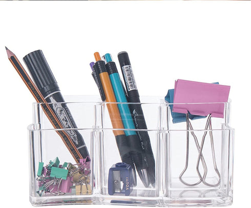 Yarlung 2 Pack Acrylic Makeup Brushes Holder, 6 Slots Clear Cosmetic Organizer Eyebrow Pencils Holder Multi-Purpose Desk Sundry Case for Lipsticks, Liners, Bathroom Vanity, Dresser, Curved Edge