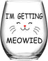 I'm Getting Meowied Stemless Wine Glass, Engagement Gift for Her Bride to Be Fiancee Women Cat Lover Friends Wedding Engagement Party Bridal Shower, Funny Wine Gift for Red White Wine, 15 Oz