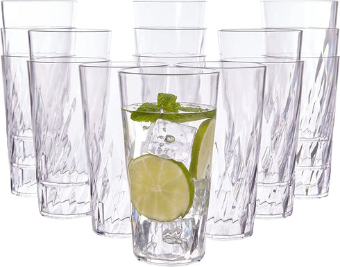 Palmetto 20-ounce Clear Plastic Tumblers | set of 16