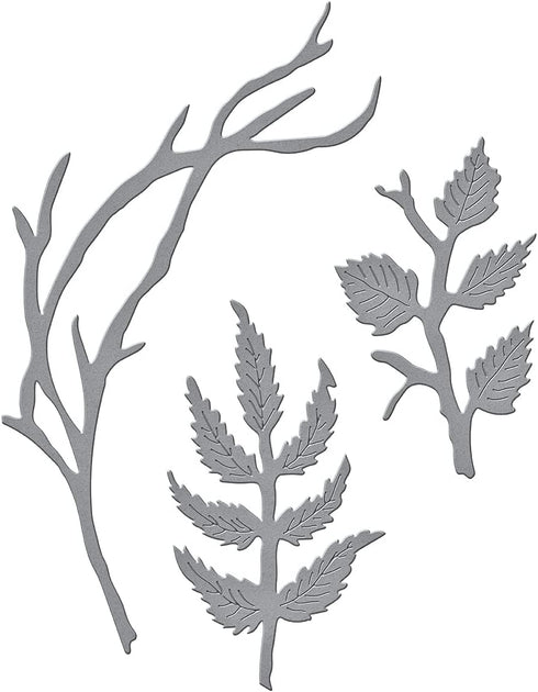 Spellbinders Winter Bough and Evergreen Shrubs Dies, Metal