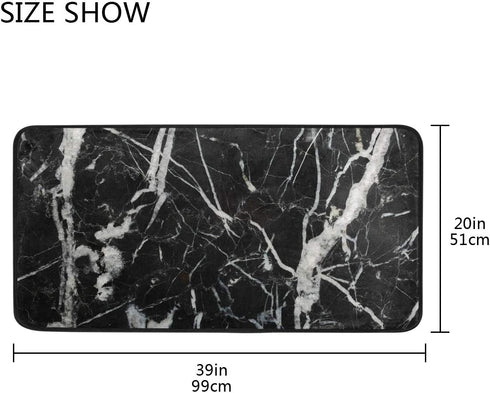 CaTaKu Marble Chic Abstract Area Rug 39x20 Inches Polyester Area Rug Non-Slip Floor Rug Runner Washable Carpet Mat for Kitchen Dinning Room Home Decorative