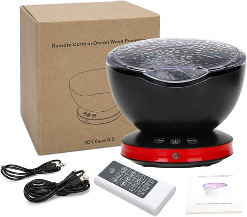 Ocean Wave Projector,Night Light Lamp 360° Roting with 8 Nebula Modes,LED Light Projector,Galaxy Projector with Timer, Remote Control, Speaker USB Turn Wiring, 6 Sleep Aid Sound