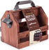 Mealivos Wooden Bottle Caddy, 6-Pack Beer Carrier with Built-In Metal Bottle Opener, Beer Buckets for 6 Beers