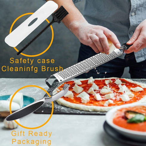 Aqwzh Citrus Lemon Zester&Cheese Grater with a vegetable peeler- Parmesan Cheese, Lemon, Ginger, Garlic, Nutmeg, Vegetables, Fruits-Razor-sharp Stainless Steel Blade Protective Cover,Dishwasher Safe