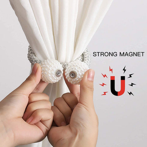 4 Pack Magnetic Curtain Tiebacks Convenient Drape Tie Backs Weave Holder for Window Draperies Hold Curtains Drape Ties Backs 16 inch Holdback (Silver Gray)