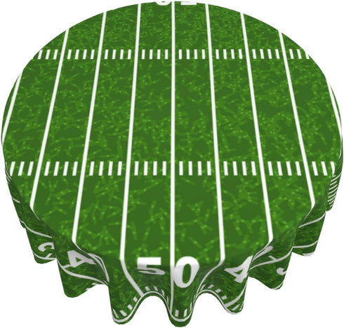 American Football Field Round Tablecloth 60 Inch Fabric Dining Table Cloth Cover for Holiday Home Picnic Party Wedding Buffet Parties Camping