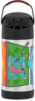 THERMOS FUNTAINER 12 Ounce Stainless Steel Vacuum Insulated Kids Straw Bottle, Pokemon