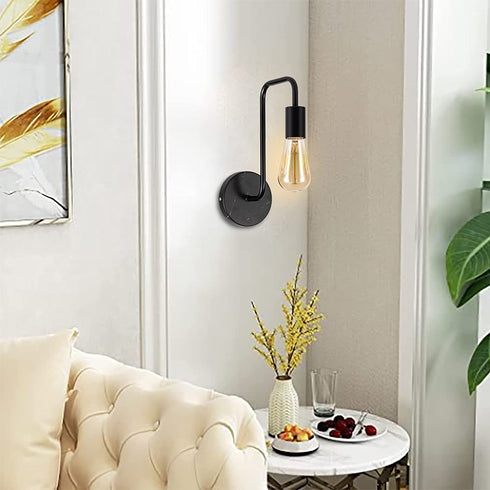 Curvilinear Sconce Vintage Industrial Wall Sconce Wall Lighting Fixture Mid Century Modern Wall Lamp Black for Bedroom Dining Room Living Room
