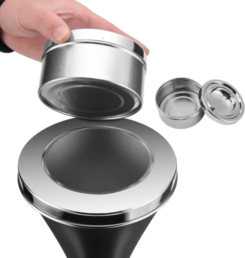 Anfrere Standing Ashtray Outdoor for Patio, Large & Tall Outside Ashtrays for Cigarette Butt Receptacle Disposal, Commercial Metal Smokers Cigar Ash Tray Container with Lid, C01DK