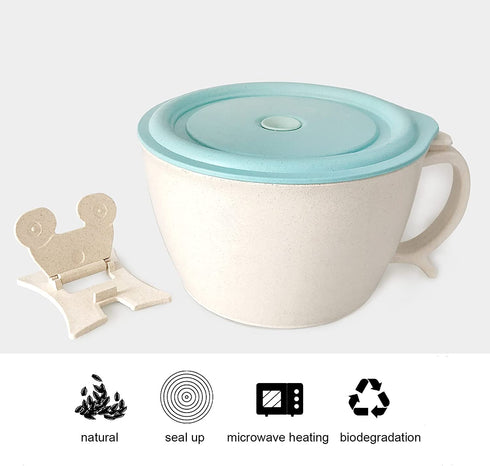shopwithgreen Instant Noodle Cup With Lid, 40 OZ Ramen Bowl with Handle and Phone Holder - Microwave & Dishwasher Safe (Green)