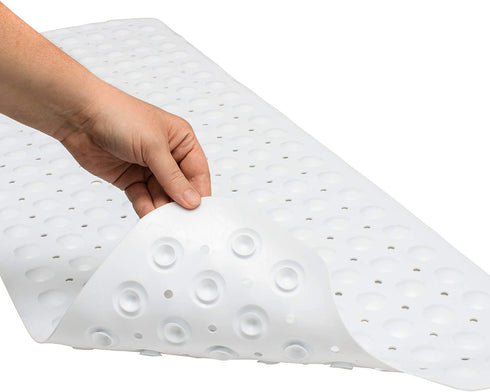 ENKOSI Bath Mat - Large Non Slip Bathtub & Shower Mat - Extra Long 40 x 16 Inch Bathroom Mats for Tub Nonslip Anti Slip Bathmats (40x16 White 1-Pack)