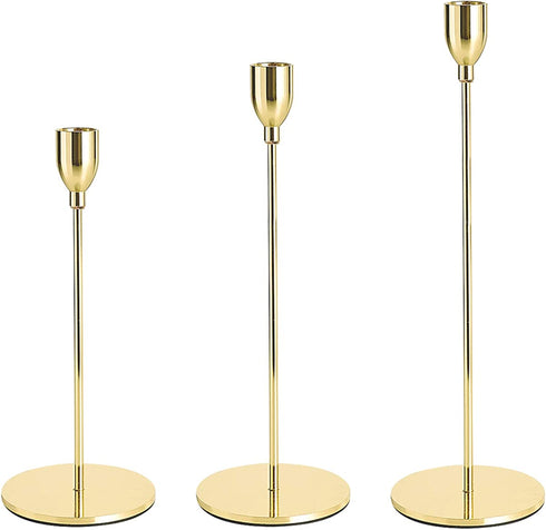 Taper Candle Holders Gold Table Decorative Candlestick Holder for Wedding Dinning Party Candle Holders for Taper Candles Metal Candle Stand,Fits 3/4 Inch Slim Candles & Led Candles (Gold)