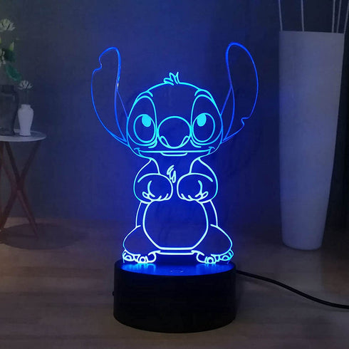 Laysinly Stitch LED Night Light, Stitch 7 Colors 3D Acrylic Table Lamp, Child Bedroom Sleeping Night Lamp Decor Light, USB Remote Control Home Desk Lamp, Baby Kids Teen Lighting (Stitch)