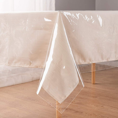 UMINEUX Clear Plastic Tablecloth Protector Heavy Duty Vinyl Table Cover 100% Waterproof Oil Proof Wipeable for Indoor Outdoor Dining Table Use(54x120 Inch, Rectangle)