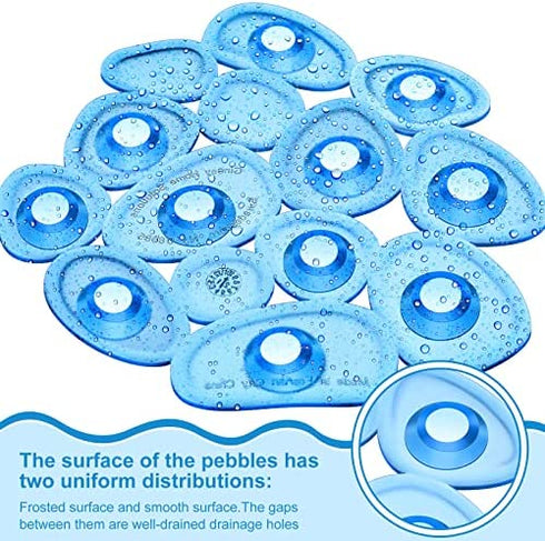 Riakrum 12 Counts Pebble Bath Treads Bathtub Non Slip Stickers Pebble Bath Mat Non Slip Bath Tub and Shower Mat with Suction Cups, Machine Washable