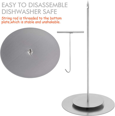 ZAUGONTW Skewer Hack, Stainless Vertical Skewer Grill with Anti-Scald Design T Hook, Removable Brazilian Grill Rack BBQ Grilling Rack for Tacos Al Pastor, Churrasco, Shawarma, Chickens, Other Dishes.