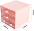 Comix Desk Organizer with Drawer, Desk Storage Box with 4 drawers, Plastic Office Stationery Supplies Organizers, Desktop Organizer for Office School Home (Pink)