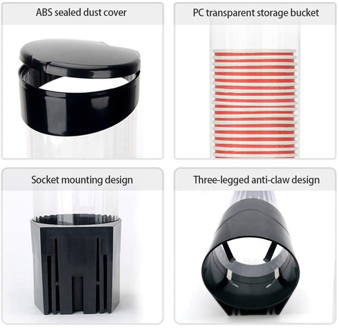 IWNTWY Cup Dispenser Pull Type Paper Water Disposable Automatic Remover Cup Holder for Home Office Hospital (Black, Medium)