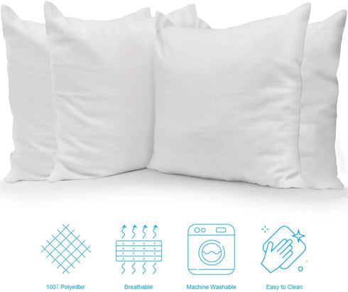 Hannah Linen Throw Pillows - 12 x 12 Pillow Insert Set of 4 - Throw Pillows for Couch & Bed - Soft & Comfortable Square Pillows - Indoor/Outdoor Decorative Cushion