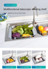 Expandable Stainless Steel Dish Drying Rack, Telescopic Drain Basket Over Sink Organizer for Vegetable, Fruit and Tableware (Grey)