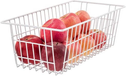 SANNO Farmhouse Wire Storage Baskets freezer Storage bins and Baskets Bins Large Organizer Bins Basket for Kitchen Cabinets, Pantry, Bathroom, Laundry Room,Kitchen, Closets, Garage-white